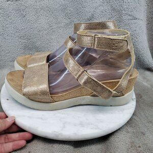 Fly London Shoes Womens EU 40 US 9-9.5 Gold Leather Wink Ankle Strap Sandals
